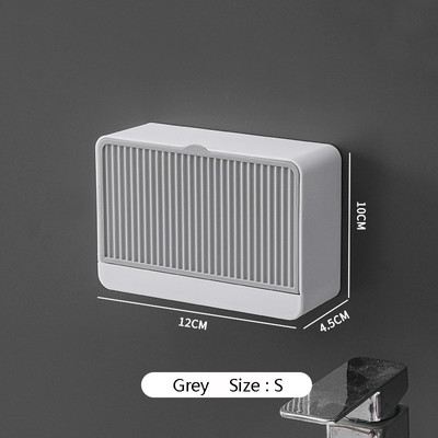 Kūrybinė sieninė muilo dėžutė su dangteliu su dvigubomis grotelėmis muilo nutekėjimo stovas Nuimama laikymo dėžutė vonios kambario muilo laikiklis