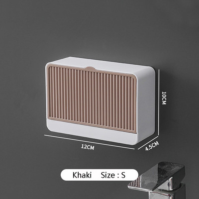 Kūrybinė sieninė muilo dėžutė su dangteliu su dvigubomis grotelėmis muilo nutekėjimo stovas Nuimama laikymo dėžutė vonios kambario muilo laikiklis