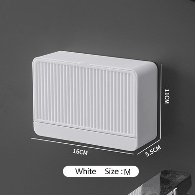 Kūrybinė sieninė muilo dėžutė su dangteliu su dvigubomis grotelėmis muilo nutekėjimo stovas Nuimama laikymo dėžutė vonios kambario muilo laikiklis