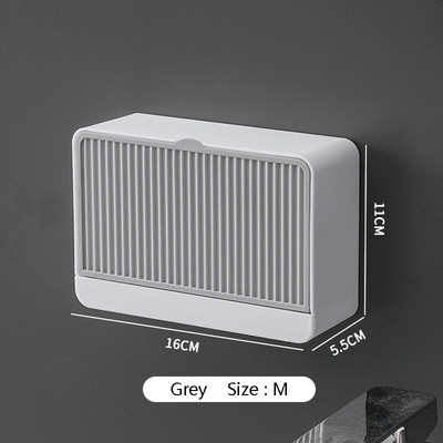 Kūrybinė sieninė muilo dėžutė su dangteliu su dvigubomis grotelėmis muilo nutekėjimo stovas Nuimama laikymo dėžutė vonios kambario muilo laikiklis