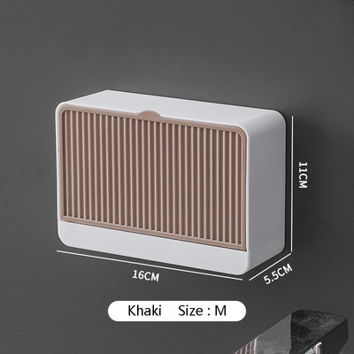 Kūrybinė sieninė muilo dėžutė su dangteliu su dvigubomis grotelėmis muilo nutekėjimo stovas Nuimama laikymo dėžutė vonios kambario muilo laikiklis