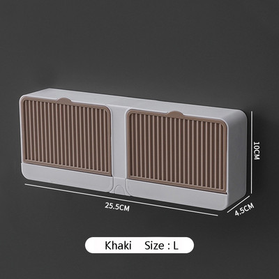 Kūrybinė sieninė muilo dėžutė su dangteliu su dvigubomis grotelėmis muilo nutekėjimo stovas Nuimama laikymo dėžutė vonios kambario muilo laikiklis