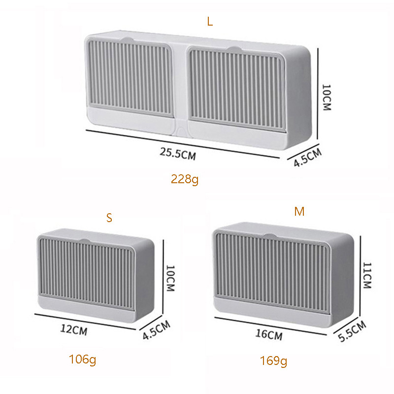 Kūrybinė sieninė muilo dėžutė su dangteliu su dvigubomis grotelėmis muilo nutekėjimo stovas Nuimama laikymo dėžutė vonios kambario muilo laikiklis