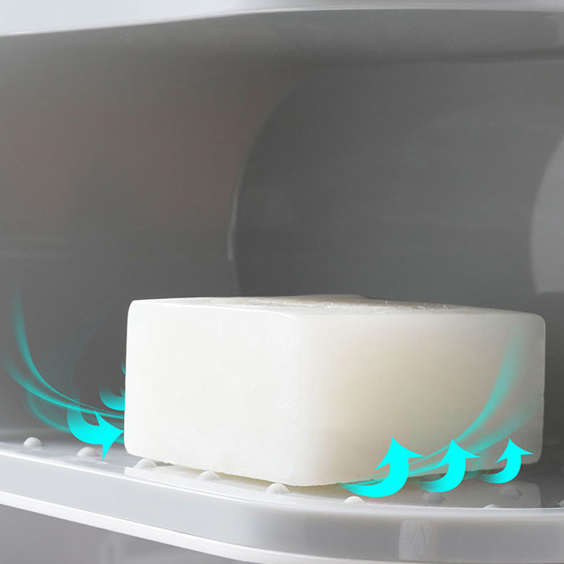 GESEW posuda za sapun s ocjedom za kupaonicu Višenamjenski držač za sapun s kukama Organizator Kutija za pohranu bez bušenja Kupaonski pribor