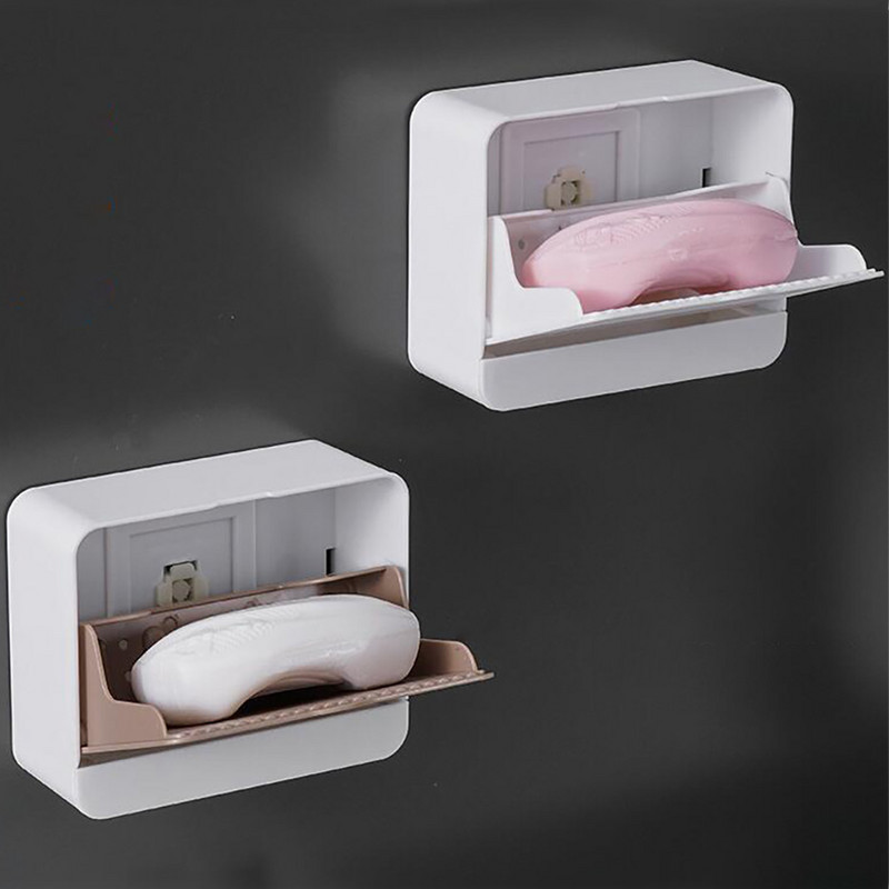 Držač posude za sapun Kupaonski tuš Vodootporna zidna posuda za sapun Kutija s ladicom poklopca Stalak za ocjeđivanje sapuna