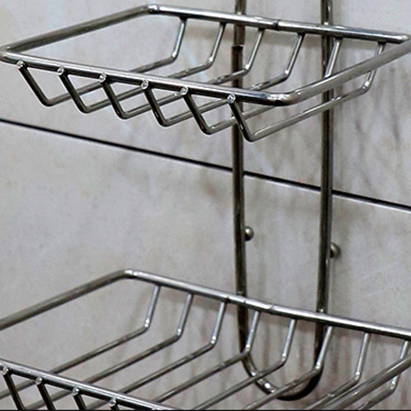 2-slojni stalak za sapun Držač sapuna od nehrđajućeg čelika Zidna posuda za sapun Polica sa spužvom Samoljepljiva vakuumska čašica Kupaonski pribor