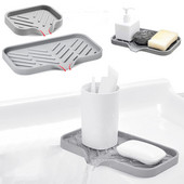 Virtuvės silikono muilo indų kriauklės padėklas kempinės padėklas kempinės stovas Savaime nutekantis muilo stovas muilo buteliuko muilo dozatoriui