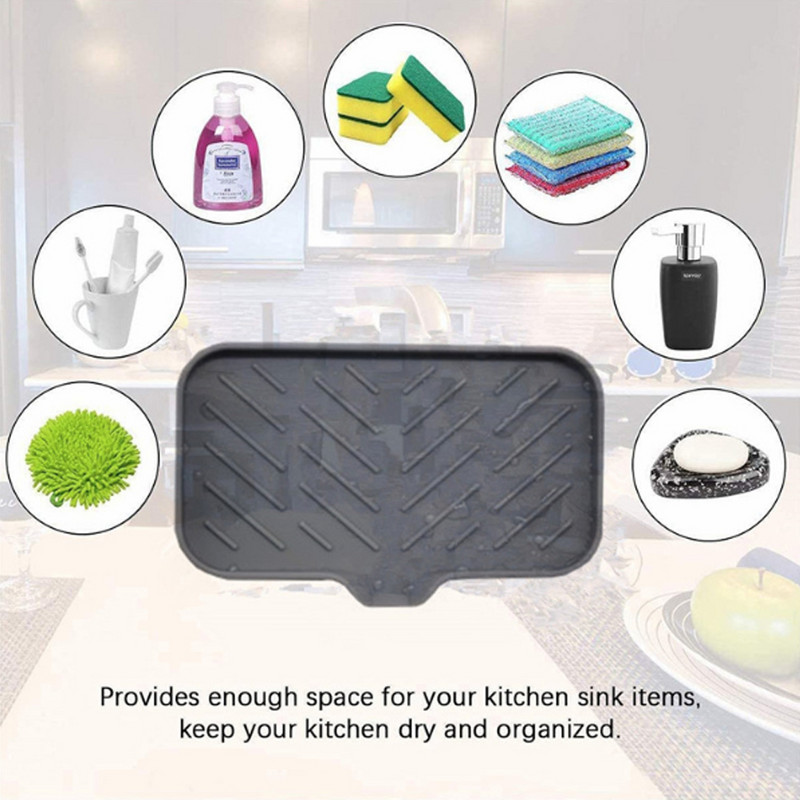 Virtuvės silikono muilo indų kriauklės padėklas kempinės padėklas kempinės stovas Savaime nutekantis muilo stovas muilo buteliuko muilo dozatoriui