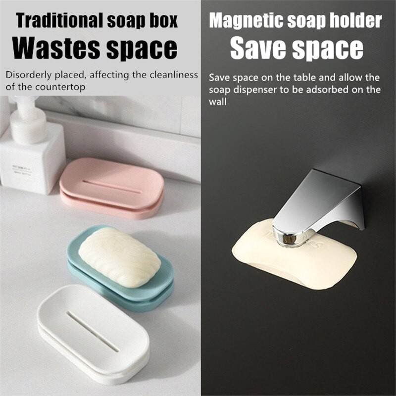 Magnetski držač za pohranu sapuna za kućnu kupaonicu Spremnik za sapun Zidni dodatak bez probijanja Prianjajući držač za pohranu sapuna