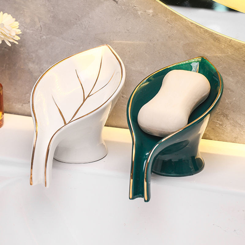 Keraminė muilo dėžutė Lengva prabanga, modernus vonios kambario laikymo padėklas nusausinimo lentynas Kūrybinis laikymo lentynas tualeto tvarkyklės papuošimas