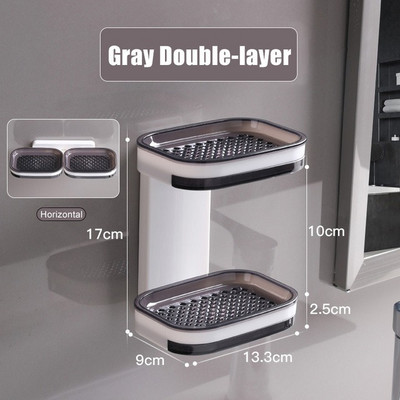 Muilo indas Be perforavimo prie sienos tvirtinamas dviejų sluoksnių drenažo muilo dėžutės nutekėjimo stovas Vonios kambario muilo stovas laikymo stovas Muilo dėžutės stovas