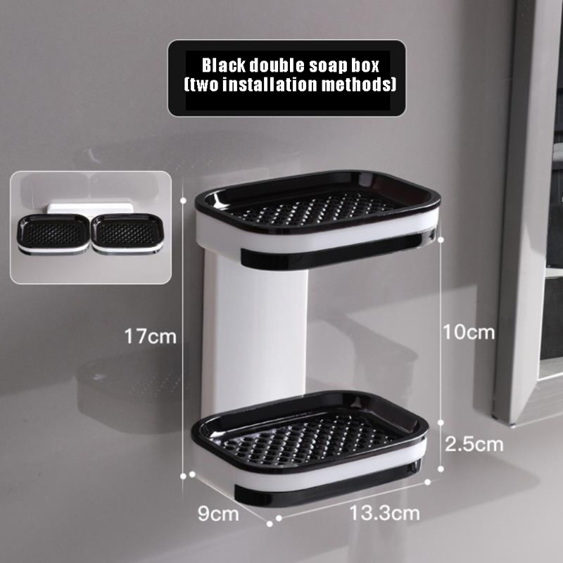 Muilo indas Be perforavimo prie sienos tvirtinamas dviejų sluoksnių drenažo muilo dėžutės nutekėjimo stovas Vonios kambario muilo stovas laikymo stovas Muilo dėžutės stovas