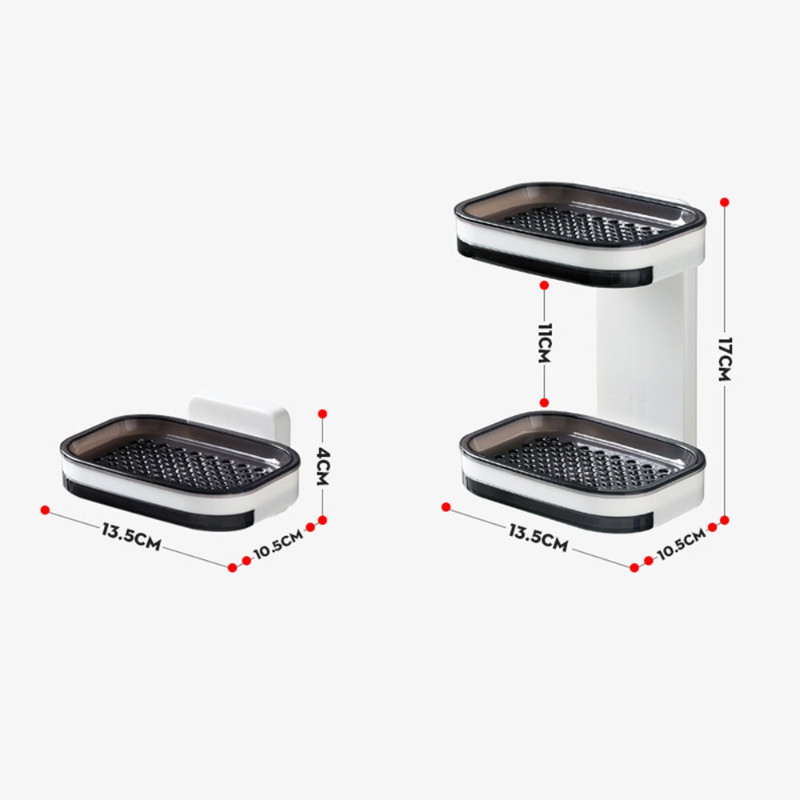 Muilo indas Be perforavimo prie sienos tvirtinamas dviejų sluoksnių drenažo muilo dėžutės nutekėjimo stovas Vonios kambario muilo stovas laikymo stovas Muilo dėžutės stovas