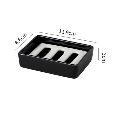 Stačiakampės keraminės muilo dėžutės Kūrybinės buitinės drenažo muilo laikymo dėžutės Vonios reikmenų laikymo konteineriai Vonios kambario lentynos