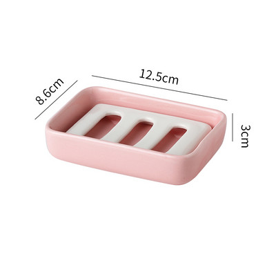 Stačiakampės keraminės muilo dėžutės Kūrybinės buitinės drenažo muilo laikymo dėžutės Vonios reikmenų laikymo konteineriai Vonios kambario lentynos