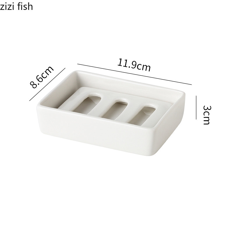 Stačiakampės keraminės muilo dėžutės Kūrybinės buitinės drenažo muilo laikymo dėžutės Vonios reikmenų laikymo konteineriai Vonios kambario lentynos