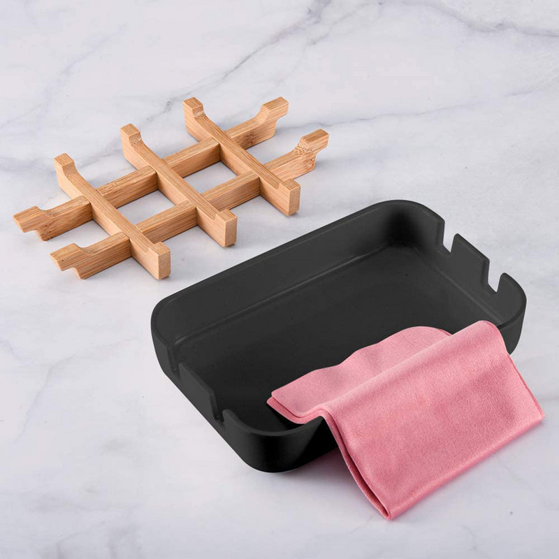 Bambuko muilo indas, medinis muilo laikiklis, medinis vonios kambario muilo dėžutės dėklas.