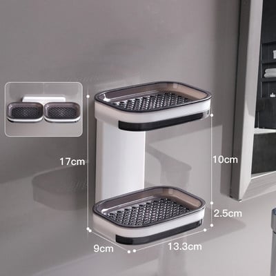 Διπλή στρώση Επιτοίχια Πιάτα Σαπουνιού Κουτί Αποστράγγισης Στήριγμα Σφουγγάρι Αποθήκευση Αξεσουάρ Μπάνιου Είδη περιποίησης Organizer Κουζίνα