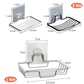 Държач за сапунерка Поставка за сапун от неръждаема стомана за баня Стенен държач за сапун Мивка Палуба Вана Душ Скрубер Гъба Чинии
