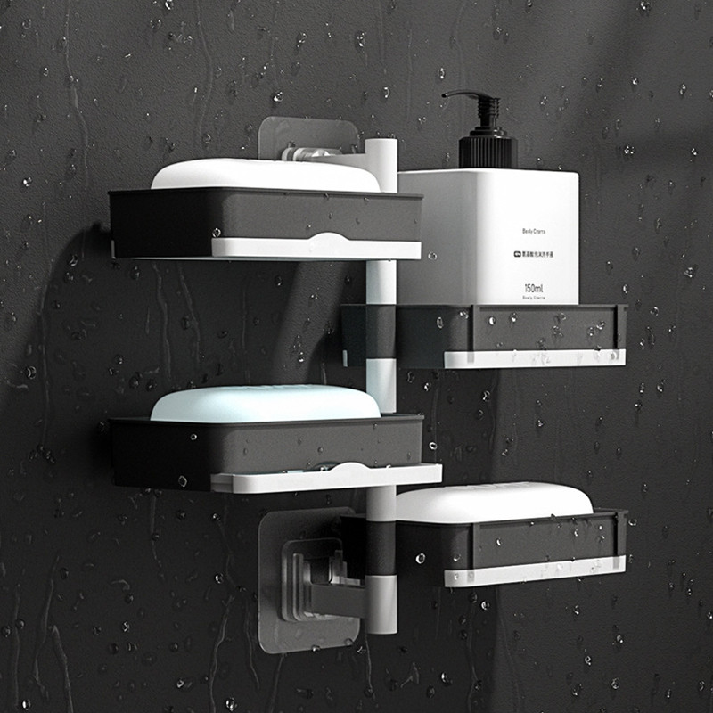 Ant sienos montuojama muilo indas 180 laipsnių pasukti 1 2 3 4 sluoksnių muilo nutekėjimo stovas Vonios muilo laikiklis Vonios tualeto reikmenų lentyna