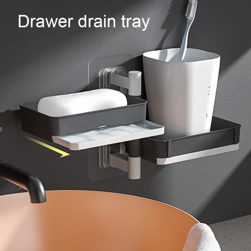 Ant sienos montuojama muilo indas 180 laipsnių pasukti 1 2 3 4 sluoksnių muilo nutekėjimo stovas Vonios muilo laikiklis Vonios tualeto reikmenų lentyna