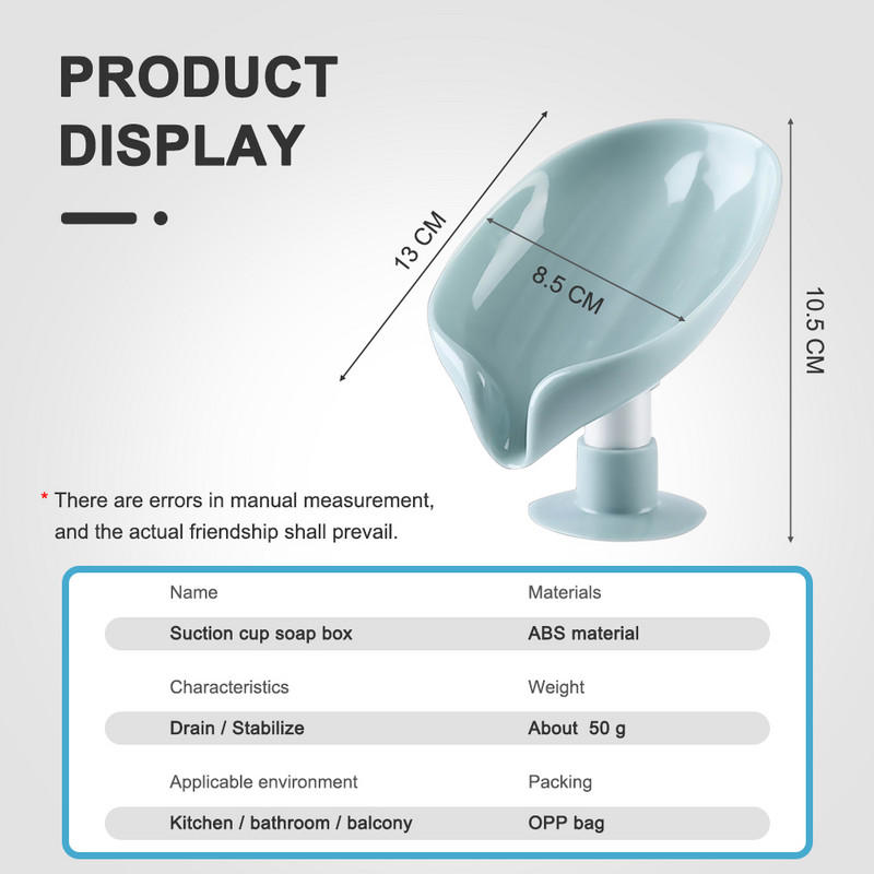 Echome Szappantartó Levél alakú Szappantartó fúrás nélkül Fürdőszoba Zuhany Szappandobozok Szivacs tároló tányér tálca WC kütyük Kiegészítők