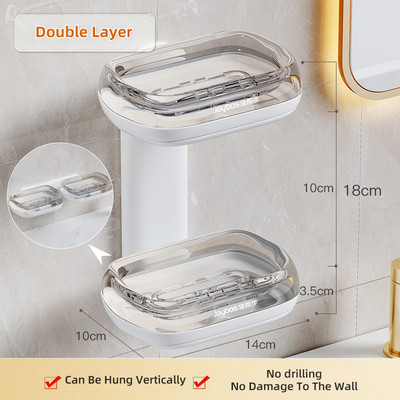 Joybos falra szerelhető szappantartók lefolyó vízzel fúrás nélkül műanyag fehér zuhanyszappan edény szivacstartó fürdőszobai kiegészítők