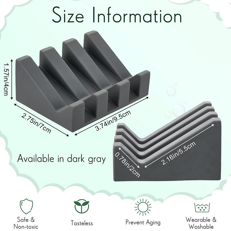 Silikoninė muilo indas, savaime nusunkiantis indas dušo krioklys, muilo laikiklis padėklas su nusausinamojo muilo taupymo priemone Virtuvės vonios priedai