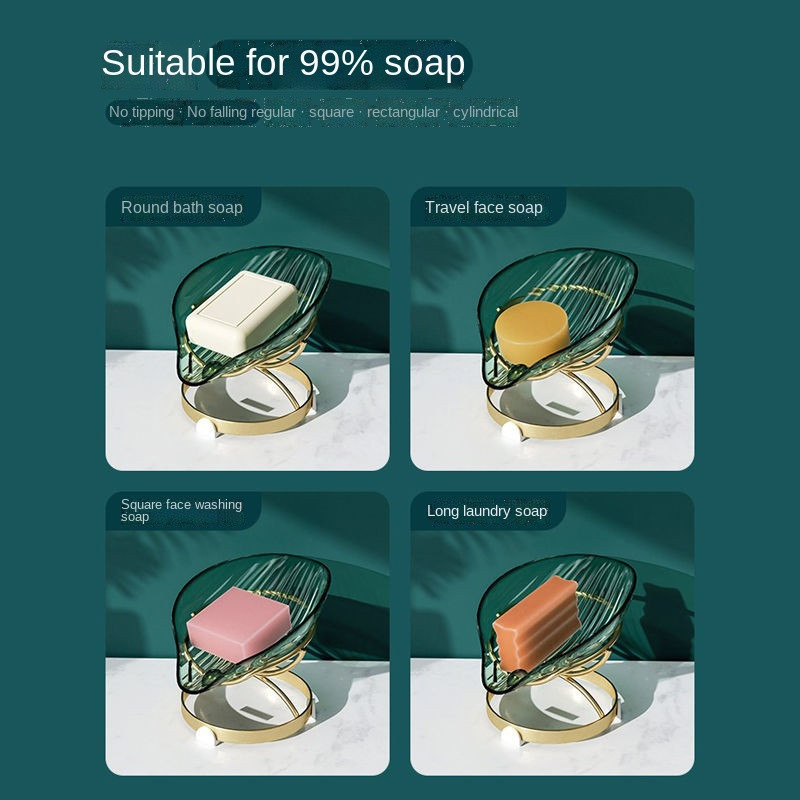 2022 New Light Luxury Style Petal Creativ Modă Scurgere Cutie de săpun de uz casnic Suport de săpun Tavă de perforare gratuită Suport pentru săpun pentru baie