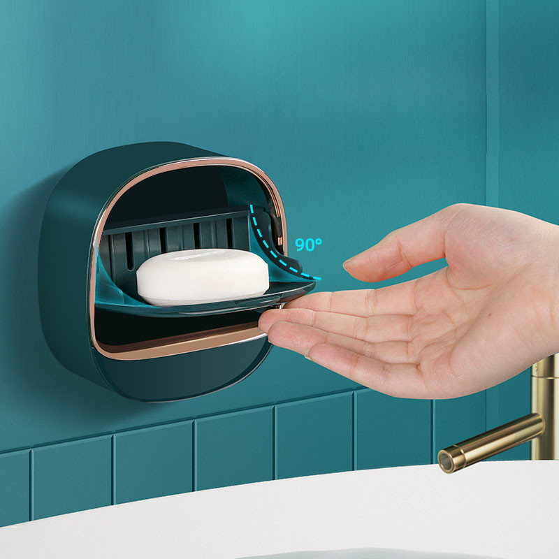 Επιτοίχιο ABS Σαπουνόκουτο με Καπάκι Μπάνιο Αποστράγγιση Σαπουνοκιβώτιο Ταξιδιωτικό Θήκη Αποθήκευση Αδιάβροχο Πιάτο Σαπουνιού Κουτί αποθήκευσης