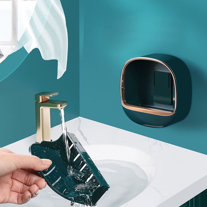 Επιτοίχιο ABS Σαπουνόκουτο με Καπάκι Μπάνιο Αποστράγγιση Σαπουνοκιβώτιο Ταξιδιωτικό Θήκη Αποθήκευση Αδιάβροχο Πιάτο Σαπουνιού Κουτί αποθήκευσης