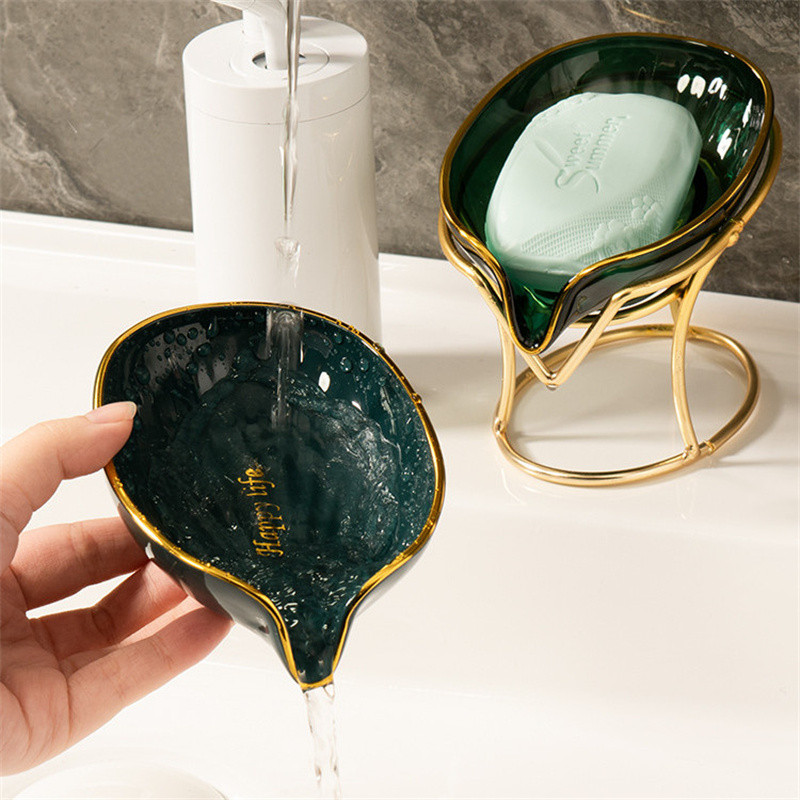 Kreativna kutija za sapun u obliku lista Odvod Stalak za sapun Tanjur Stalak za željezni pladanj WC tuš Neklizajuća kutija za sapun Kupaonski pribor bez bušenja