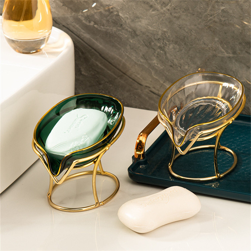 Kreativna kutija za sapun u obliku lista Odvod Stalak za sapun Tanjur Stalak za željezni pladanj WC tuš Neklizajuća kutija za sapun Kupaonski pribor bez bušenja