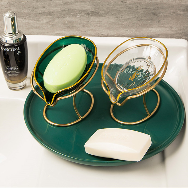 Kreativna kutija za sapun u obliku lista Odvod Stalak za sapun Tanjur Stalak za željezni pladanj WC tuš Neklizajuća kutija za sapun Kupaonski pribor bez bušenja