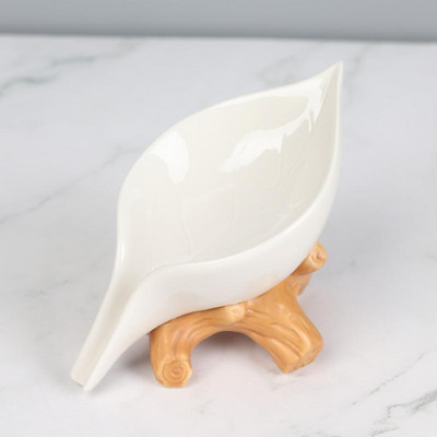 Σχήμα φύλλου Κουτί σαπουνιού Αποστράγγιση σφουγγάρι Πιάτο αποθήκευσης Δίσκος σαπουνιού Πιάτο σαπουνιού αυτοστραγγιζόμενος οργανωτής κεραμικής βάσης προμήθειες μπάνιου