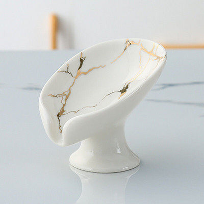 Σχήμα φύλλου Κουτί σαπουνιού Αποστράγγιση σφουγγάρι Πιάτο αποθήκευσης Δίσκος σαπουνιού Πιάτο σαπουνιού αυτοστραγγιζόμενος οργανωτής κεραμικής βάσης προμήθειες μπάνιου