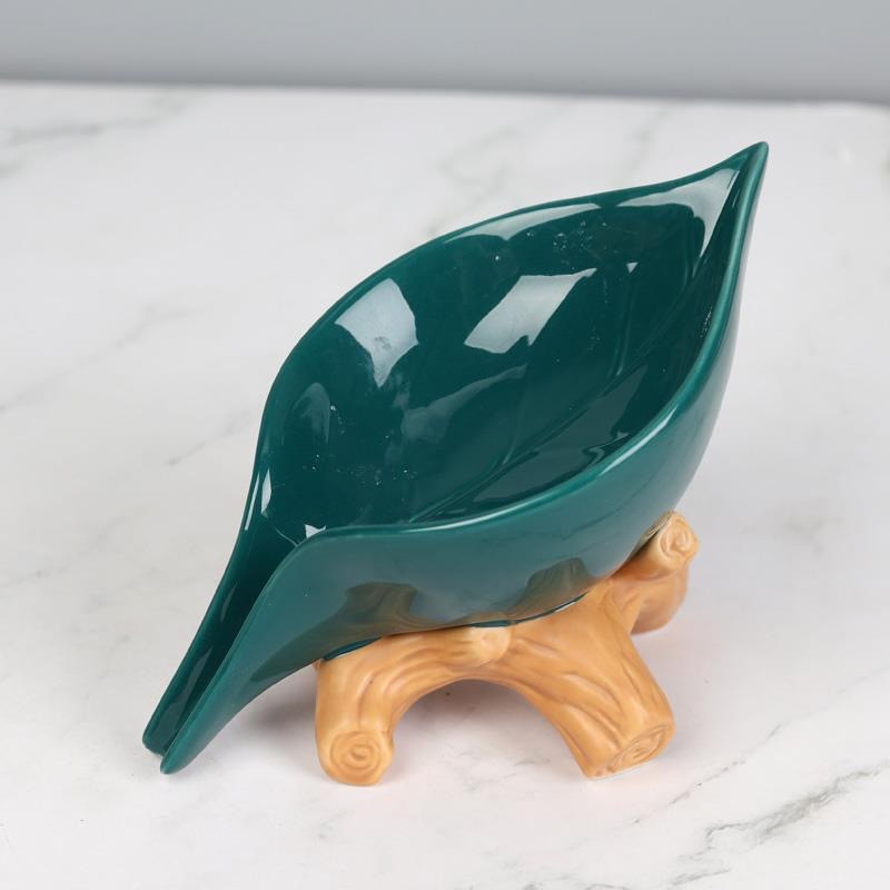 Σχήμα φύλλου Κουτί σαπουνιού Αποστράγγιση σφουγγάρι Πιάτο αποθήκευσης Δίσκος σαπουνιού Πιάτο σαπουνιού αυτοστραγγιζόμενος οργανωτής κεραμικής βάσης προμήθειες μπάνιου