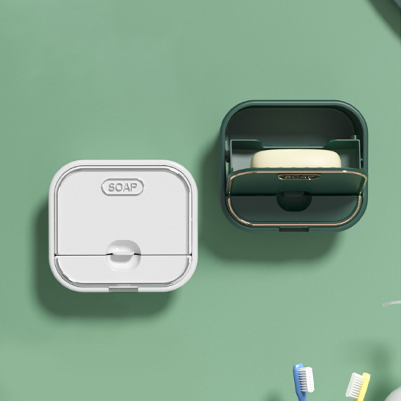 Muilo lentynėlė Buitinė muilo dėžutė Nemokama perforuota prie sienos montuojama dvigubo sluoksnio kūrybinga nusausinanti atverčiamoji muilo laikymo dėžutė