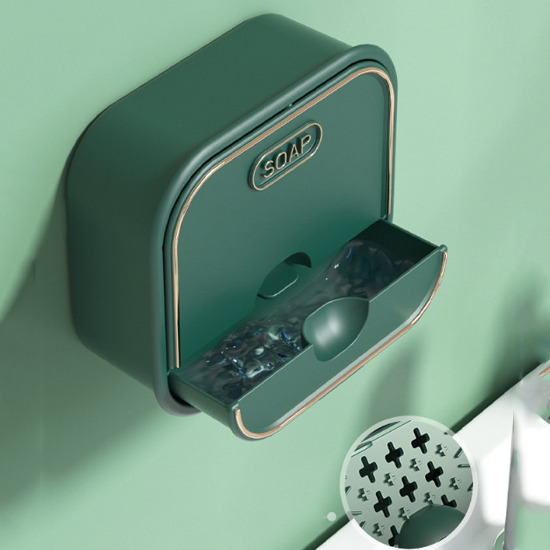 Muilo lentynėlė Buitinė muilo dėžutė Nemokama perforuota prie sienos montuojama dvigubo sluoksnio kūrybinga nusausinanti atverčiamoji muilo laikymo dėžutė