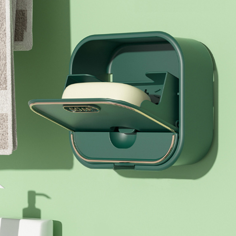 Muilo lentynėlė Buitinė muilo dėžutė Nemokama perforuota prie sienos montuojama dvigubo sluoksnio kūrybinga nusausinanti atverčiamoji muilo laikymo dėžutė