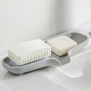 Δίσκος πιάτων σαπουνιού σιλικόνης δύο μεγεθών με στόμιο αποστράγγισης κουζίνας νιπτήρας μπάνιου Θήκη αποθήκευσης σαπουνιού αυτο-στραγγιζόμενη σχάρα στεγνώματος