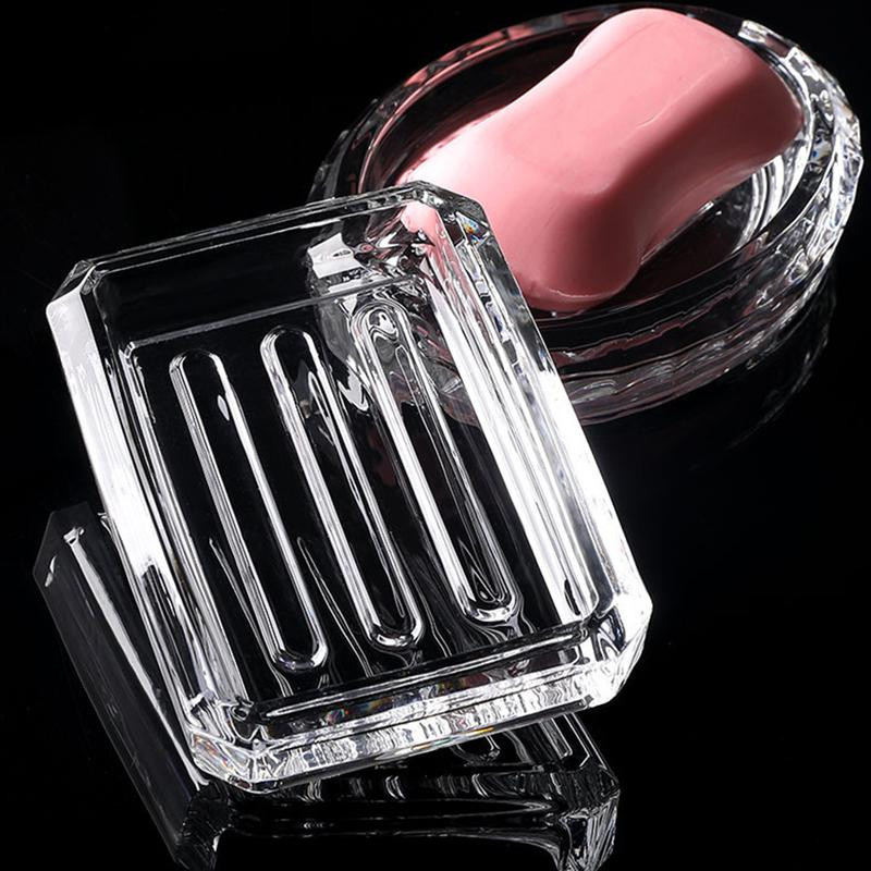 Posude za sapun Prozirno staklo Držač za sapun Kupaonica Tuš Držač za ocjeđivanje sapuna Kuhinjska viseća kutija za sapun Držač spužvice za sapun