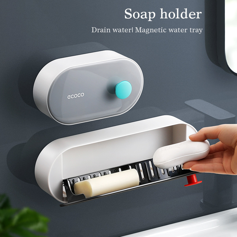 Sieninis muilo laikiklis Magnetinis muilo indas vandens nuleidimo padėklas tualetas vonios kambarys dušas muilo talpyklos dėžutė