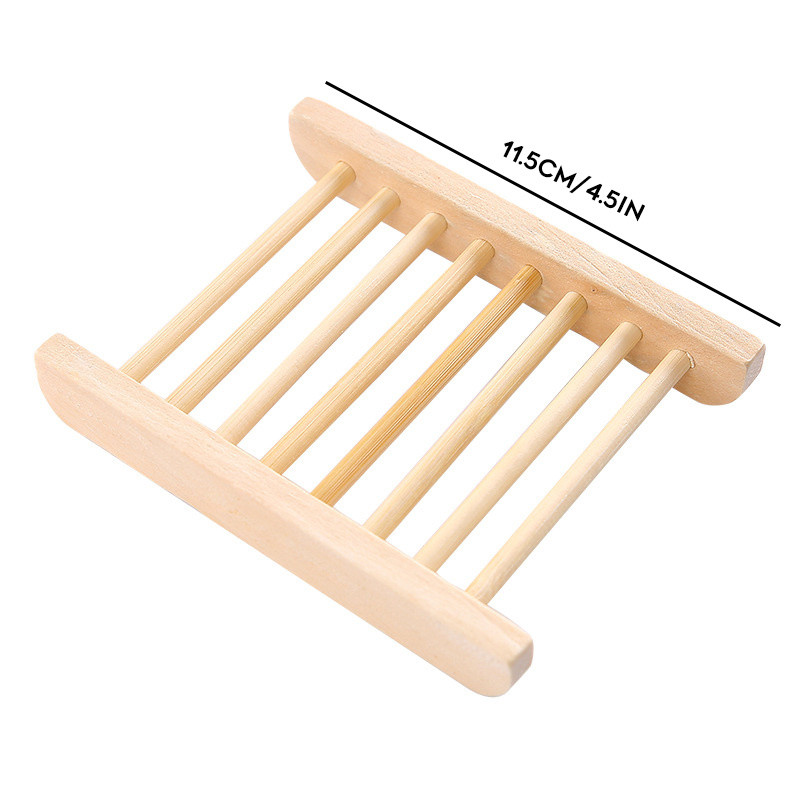 Set od 4 posude za sapun od bambusa Jednostavan dizajn Držač za sapun s prorezima za odvod sapuna za kupaonicu i kuhinju PR rasprodaja