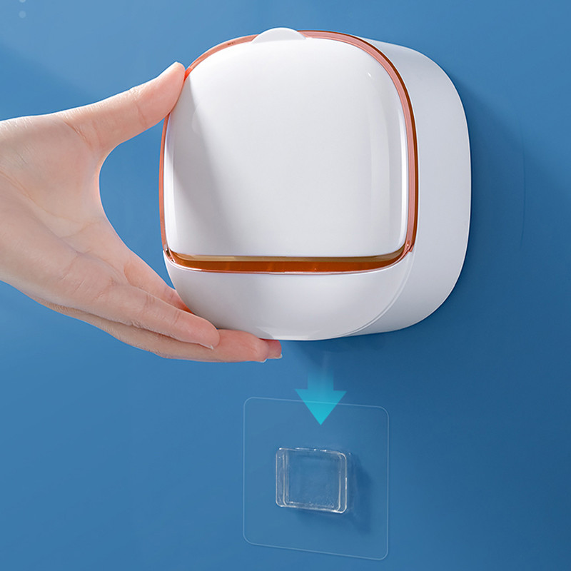 Vasă de săpun rabatabilă pentru baie, cutie de scurgere pentru săpun, montată pe perete, fără perforare