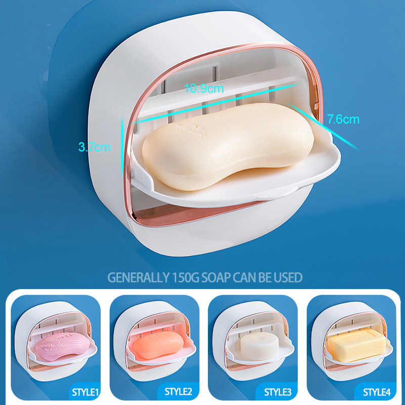 Vasă de săpun rabatabilă pentru baie, cutie de scurgere pentru săpun, montată pe perete, fără perforare