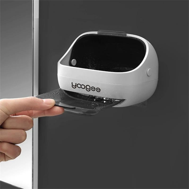 Muilo indas Clamshell nutekėjimo muilo dėžutė Prie sienos montuojama atverčiama lentyna Muilo laikiklis Plastikinis laikymo lėkštės puodelis Vonios kambario priedai