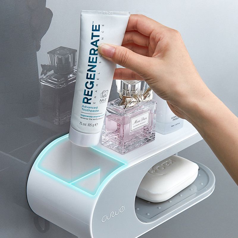 IZEFS posuda za sapun s ocjedom i kukama Kutija za pohranu bez bušenja Kućni višenamjenski držač za sapun Kupaonski pribor Kupaonski proizvod