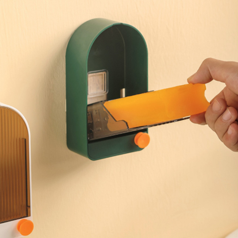 Muilo dėžutė Ant sienos montuojama muilo indas be smūgių su dangteliu, išleidžiamas muilo laikiklis namų dušui muilo laikiklis Kūrybiški vonios kambario priedai