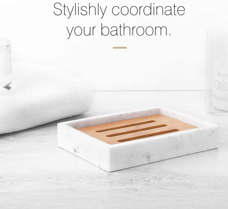 Posuda za sapun, posuda za sapun od smole, kutija za držač sapuna od bambusa za kuhinjski sudoper, dvoslojna posuda za sapun s ocjedom, kutija za sapun